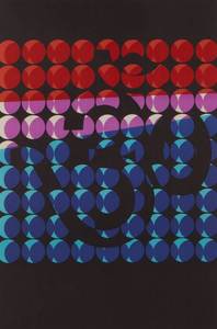 lot 232 image: Signed Vintage Op Art Vasarely-style Print