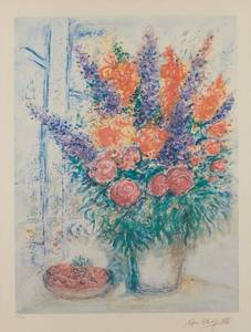 lot 25 image: Marc Chagall Bouquet with Bowl of Cherries Limited Edition Print