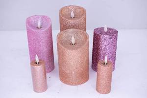 lot 452 image: 6 Pink and Gold Glitter Flameless Candles, Luminara
