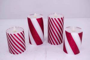 lot 458 image: 4 Liown Candy Cane Flameless Pillar Candles