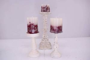 lot 461 image: 3 Flameless Pressed Berry Candles with White Holders