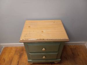 LIGHT GREEN TWO DRAWER NIGHTSTAND