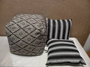 (3) GRAY & BLACK PILLOWS