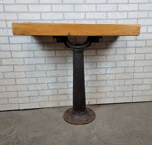 lot 3002 image: Accent Table, Planed Wood Top and Reclaimed Metal Base by Jake Wurtzberger - NO SHIPPING