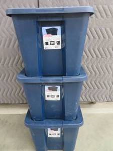 3 STERILITE 18 GAL TOTES