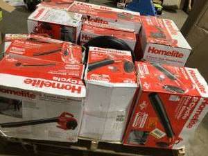 lot 69 image: Pallet with assorted Homelite Blowers various models and conditions customer returns see pictures