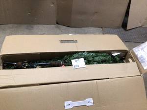 lot 10 image: 7 ft Sparkling Amelia Pine Slim LED Pre-Lit Artificial Christmas Tree