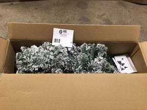 lot 5 image: Gymax 4.5-ft Snow Flocked Pencil Artificial Christmas Tree Pine-Tree open box review pictures