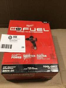 lot 29 image: Milwaukee M18 FUEL 18V Lithium-Ion Brushless Cordless 12 in. Hammer DrillDriver (Tool-Only)