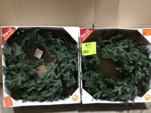 lot 11 image: Lot of 2 Prelit Battery Opperated Holiday Wreaths customer Returns see pictures