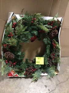 lot 12 image: Home Accents 36 in Prelit Woodmore Wreath customer Return see pictures