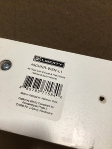 Liberty 45 in. White and Satin Nickel Hook Rack