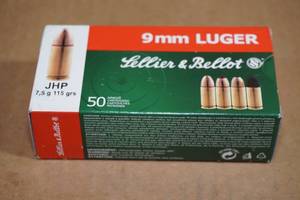 50 Sellier & Bellot 9mm Luger 115 Gr FMJ Ammo