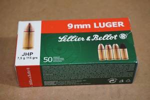 50 Sellier & Bellot 9mm Luger 115 Gr FMJ Ammo