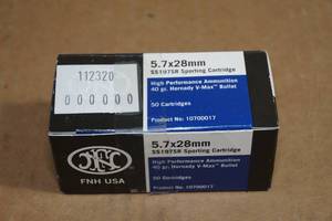 50 FNH 5.7 x 28mm 40 Gr Hornady V-Max Ammo