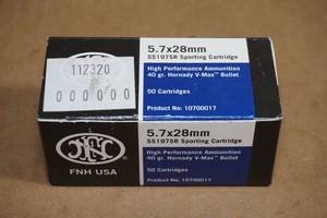 50 FNH 5.7 x 28mm 40 Gr Hornady V-Max Ammo