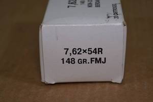 20 Military Surplus 7.62 x 54R 148 Gr FMJ Ammo