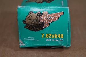 20 Brown Bear 7.62 x 54R 203 Gr Bimetal SP Steel Case Ammo