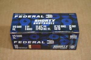 10 Federal Shorty 12 Gauge 1-34 8 Shot Shotshells