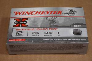 5 Winchester Super-X 12 Gauge 2-34 Rifled Slug HP Shotshells