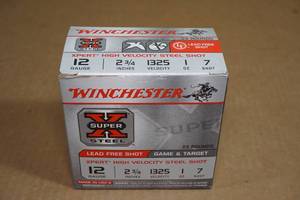25 Winchester Super-X 12 Gauge 2-34 Steel 7 Shot Shotshells