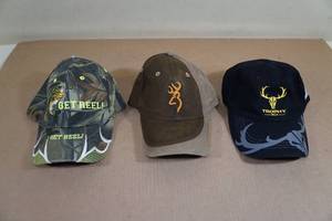 Assorted Hunting and Fishing Hats - Browning, Bushnell Trophy XLT
