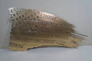 Cut Metal Pledge of Allegiance American Flag Sign