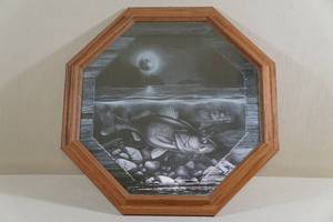 Framed Etched Walleye Mirror