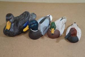 Carved Duck Figures - 3 Signed