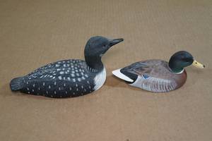 Carved and Painted Loon and Mallard Duck