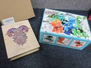 lot 170 image: Wooden Puzzle, 4pk Dinosaurs...