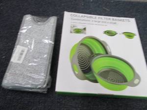 lot 206 image: 2 pc Collapsible Collander Set, Fau...