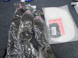 lot 212 image: 3 Dark Human Hair Extensions, White...