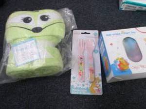 lot 239 image: Infant Hood Towel, Fork & Spoon, Ba...