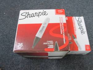 lot 382 image: 48 Sharpie Chisel Black Markers...