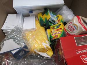 lot 391 image: Box of Assorted Office Supplies & M...