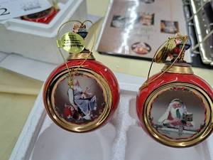 lot 693 image: Lot of (2) Christmas, Santa and Elves and Santa and Expense Book Collectors Ornaments
