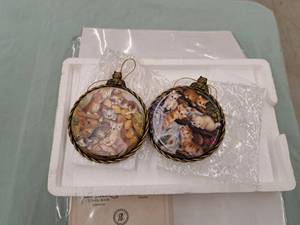 lot 706 image: Lot of (2) On the Woodpile and At the Waterfall by Lena Liu Collectors Ornaments