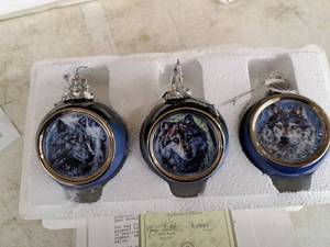 lot 732 image: Lot of (3) Vision Quest, Noble Legend, Frozen Twilight by Vivi Crandall Collectors Ornaments