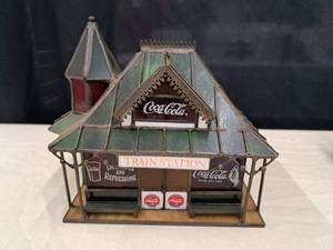 lot 865 image: Coca-Cola Stained Glass Train Station Sculpture