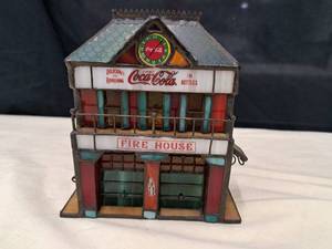 lot 861 image: Coca-Cola Stained Glass Firehouse Sculpture