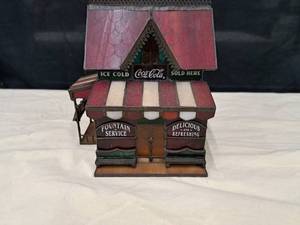 lot 863 image: Coca-Cola Stained Glass Corner Store Sculpture