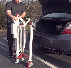 MSRP $1800 WOW Portable Folding Travel Patient Battery Operated Floor Lift With 6 Point Cradle By Bestcare 400lb Capacity Plugs Into A Regular Outlet To Charge Like New Condition Check Out The Youtube Video For More On This Fantastic Power Lift&nbsp