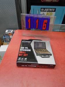 New 160 piece titanium multi size drill bit set. As shown.