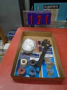 Flat of cresent wrenches & misc tools. As shown.