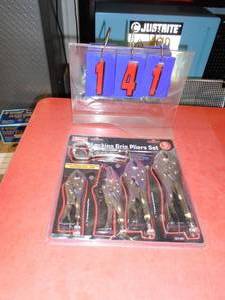 New 5 piece locking plier set. As shown.