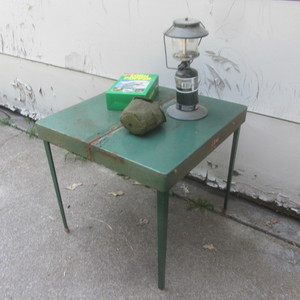 lot 79 image: Camp Table, Lantern, Corn Popper
