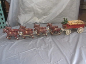 lot 26 image: Budweiser Clydesdale Cast Iron Horse & Wagon