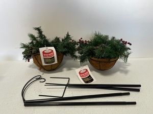 lot 25 image: Battery Operated 13-inch Lit Hanging Baskets