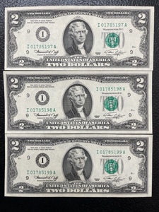 $2 Dollar Bills Uncirculated Consecutive Numbers